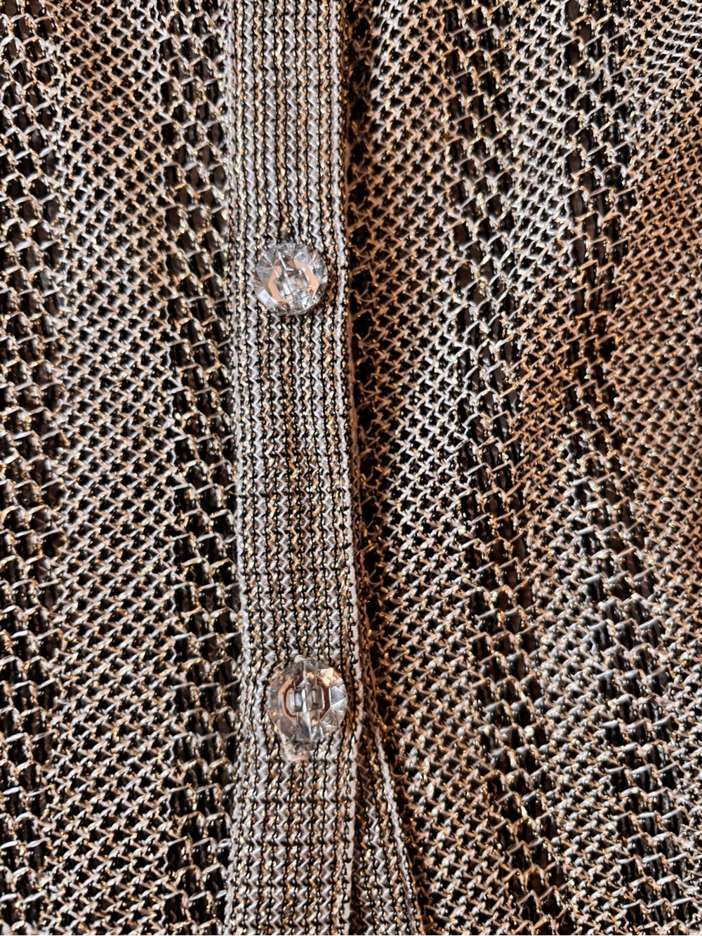JS Collections Metallic Gold Mesh Button-Front Jacket - Picture 4 of 7